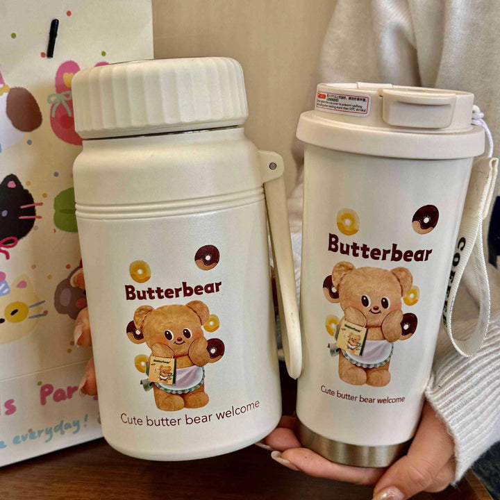 Women Insulated Drinking Bottle with Practical Carrying Handle and Cute Animal Design Bowlift