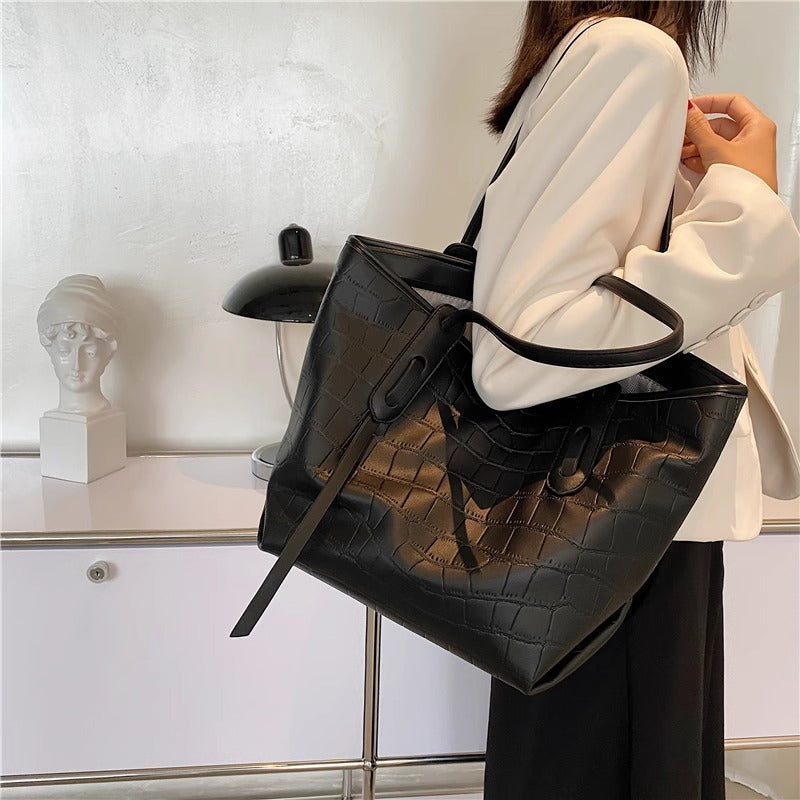 Crocodile-Embossed Tote Bag Bowlift