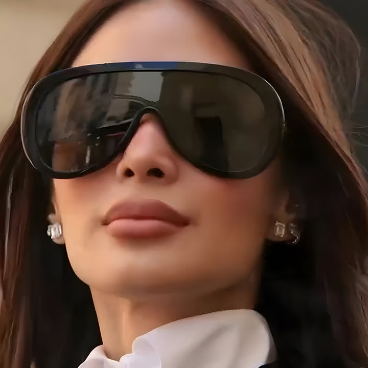 Women’s futuristic sports sunglasses with wide lens and UV protection Bowlift