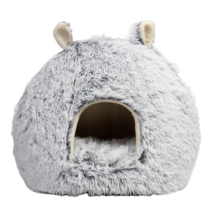 Fuzzy Animal-Themed Cozy Dog Bed