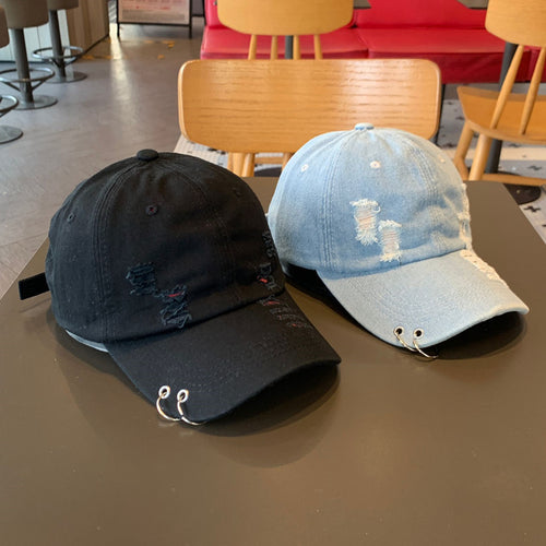 Unisex Distressed Cotton Adjustable Baseball Cap Bowlift