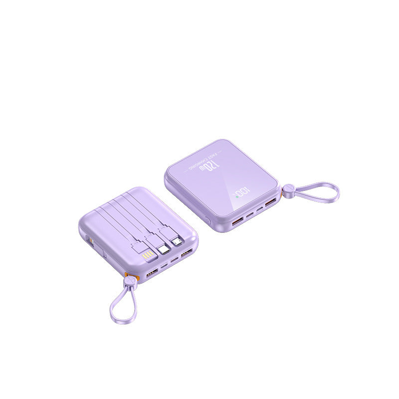Portable power bank with integrated charging cable and LED display Bowlift
