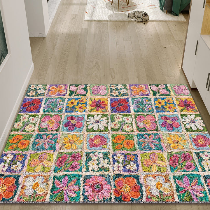 Colorful Floral Patchwork Area Rug Bowlift