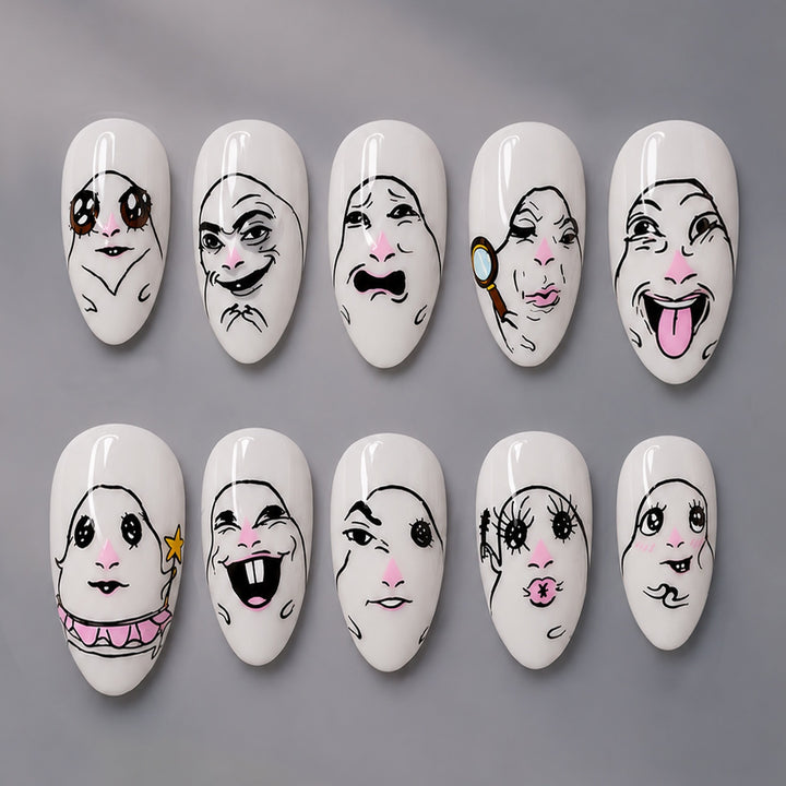 Creative Nail Art Set with Face Designs Bowlift