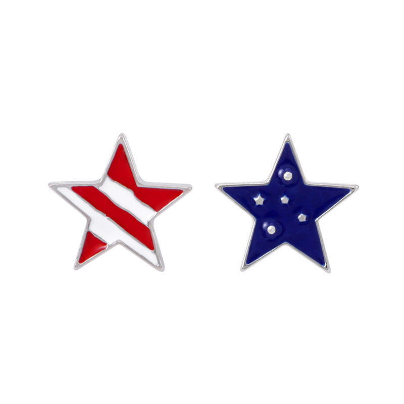 Women's lightweight star earrings with enamel flag design and fishhook Bowlift