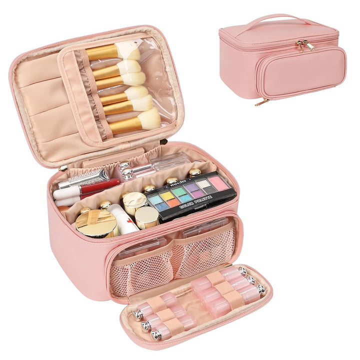 Cosmetic Organizer with Compartments and Mirror Bowlift