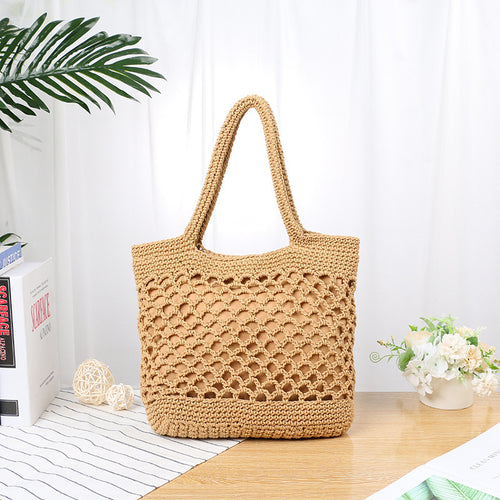 Hand-knotted tote bag with modern mesh design Bowlift