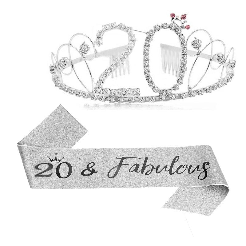 Ladies Glittering Tiara with Festive "50 & Fabulous" Design Bowlift