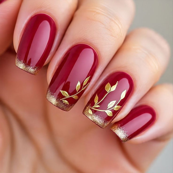 Artificial nails with elegant leaf designs Bowlift