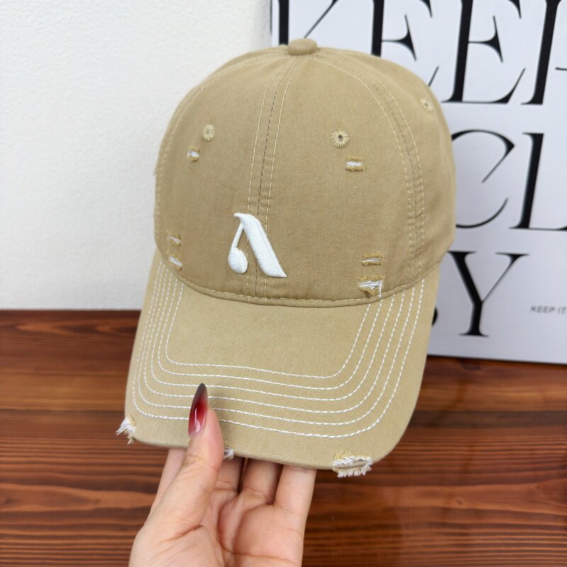 Men's Distressed Denim Style Cap Bowlift