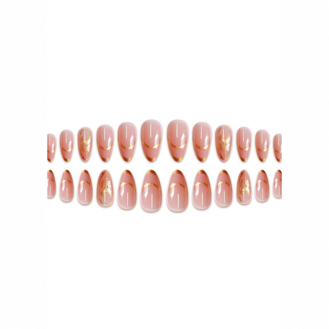 Elegant Floral Accent Press-On Nails Bowlift