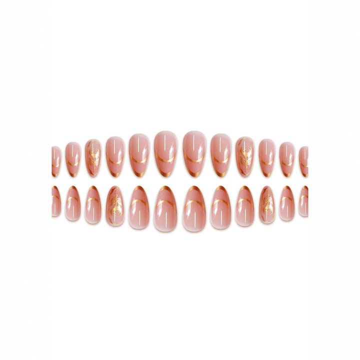 Elegant Floral Accent Press-On Nails Bowlift