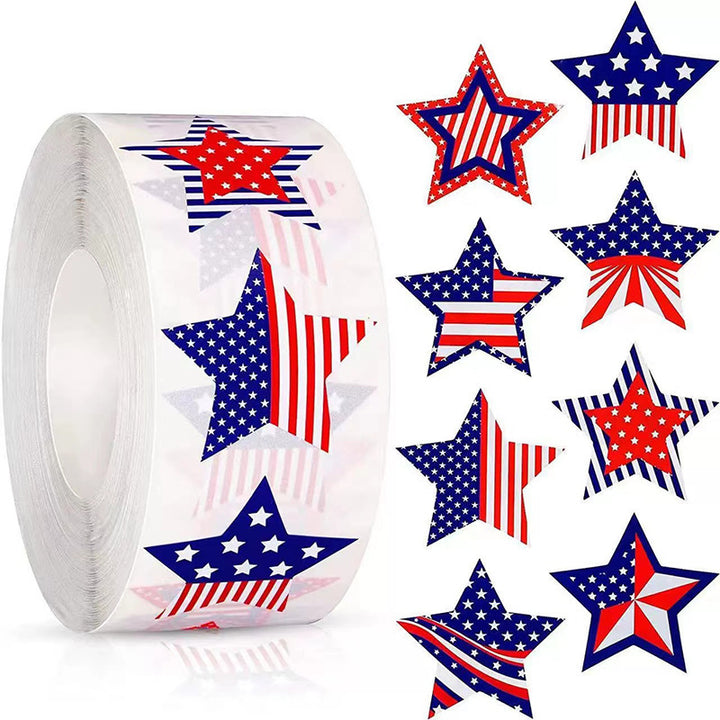 Unisex nano sticker set with patriotic star motifs in roll format, removable and versatile Bowlift
