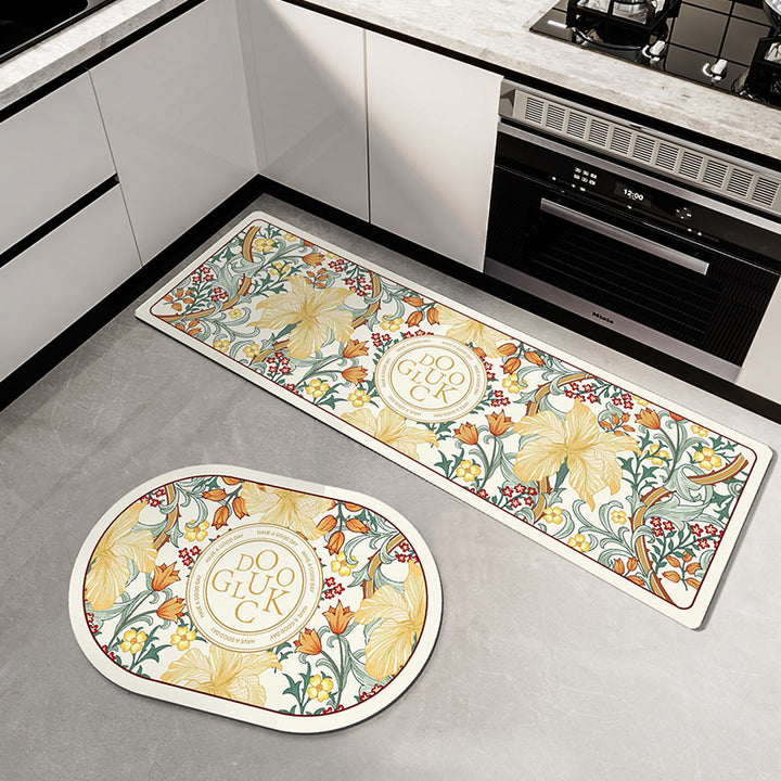 Floral-Patterned Kitchen Comfort Mat Bowlift