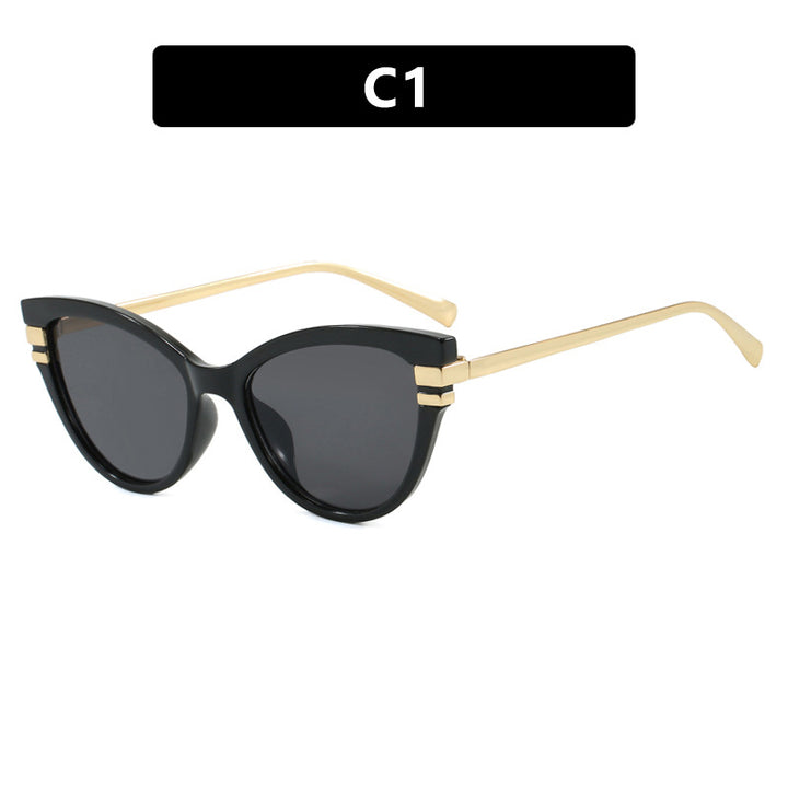 Ladies Cat-Eye Sunglasses with Elegant Metal Accents Bowlift