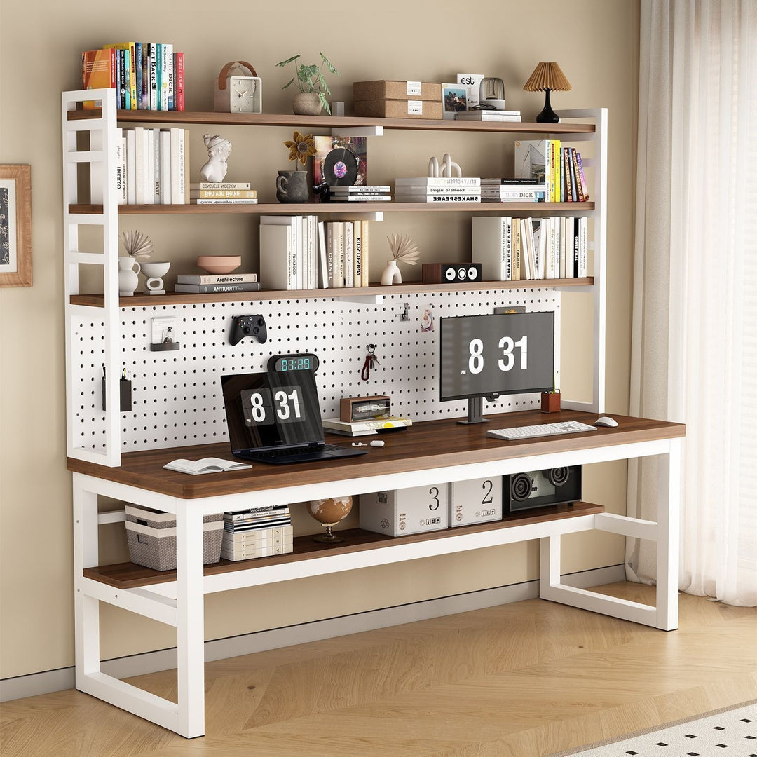 Multifunctional workspace with shelf Bowlift