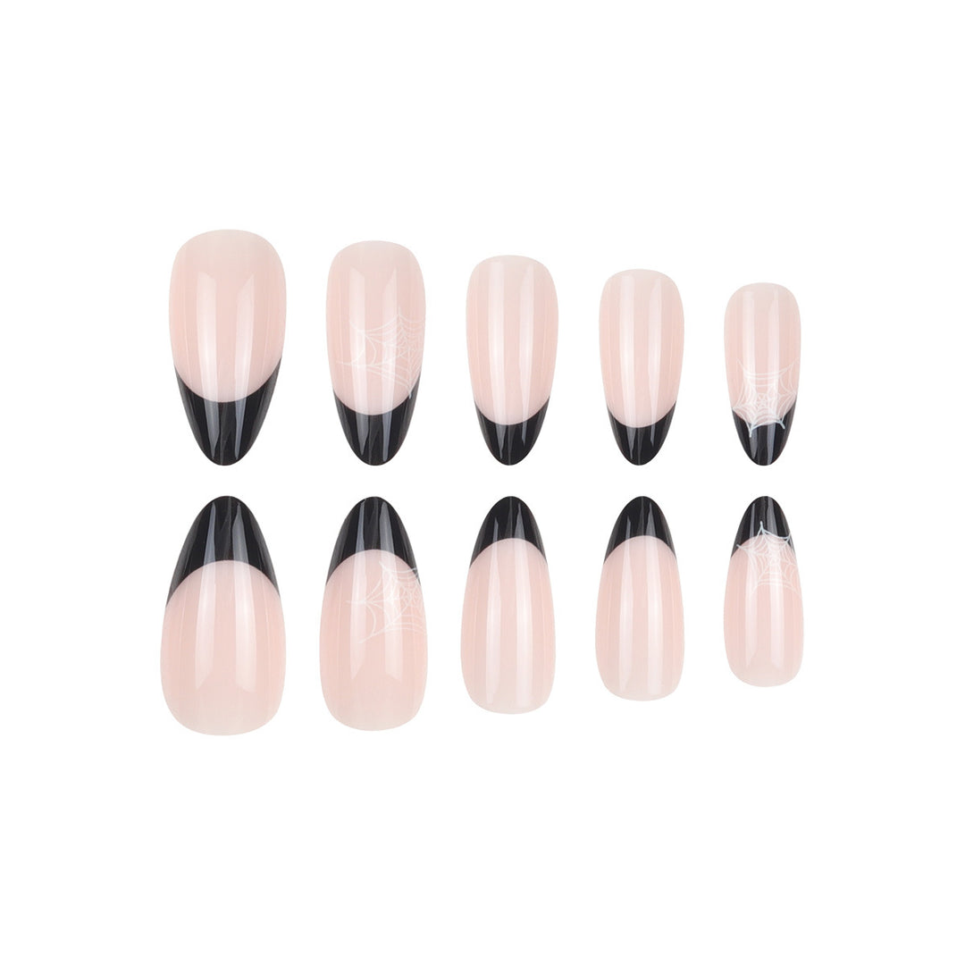 Artistic Stiletto Press-On Nails with Spider Design Bowlift