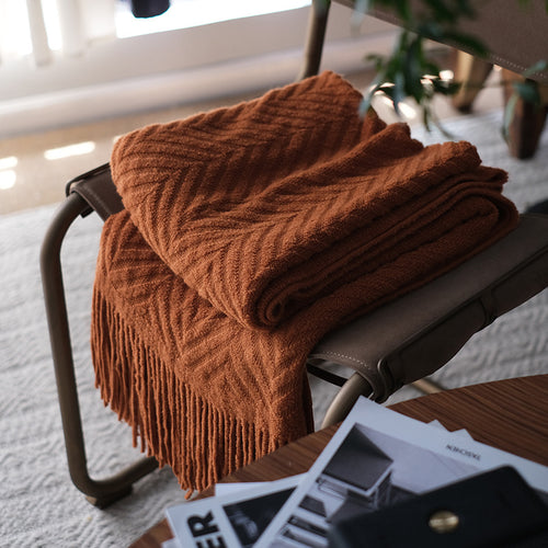 Textured Fringe Throw Blanket