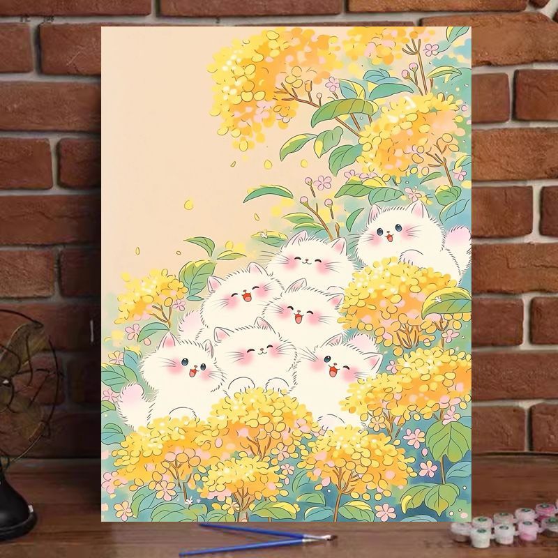 Whimsical Cat-Themed Paint by Numbers Art Kit Bowlift