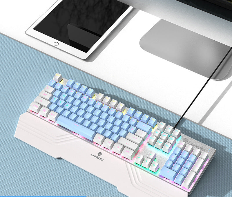 Wired Mechanical Keyboard with RGB Lighting Effects Bowlift