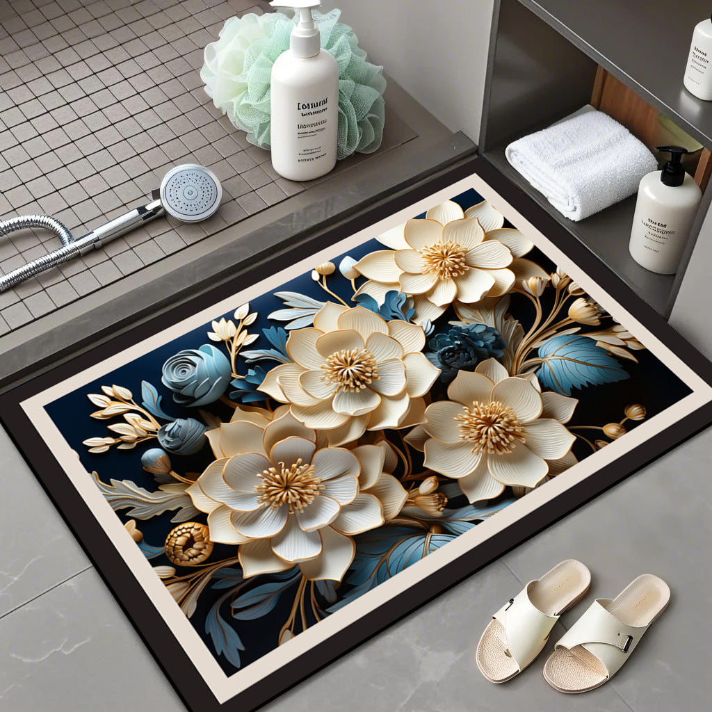Floral Patterned Bath Mat Bowlift