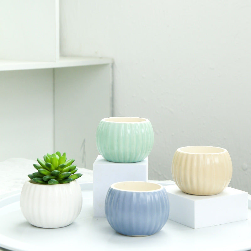 Ribbed Ceramic Planter Bowlift