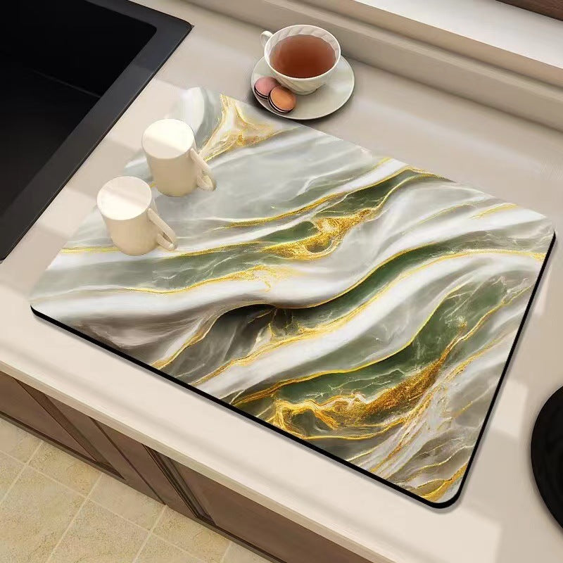 Marble-Inspired Kitchen Counter Mat Bowlift