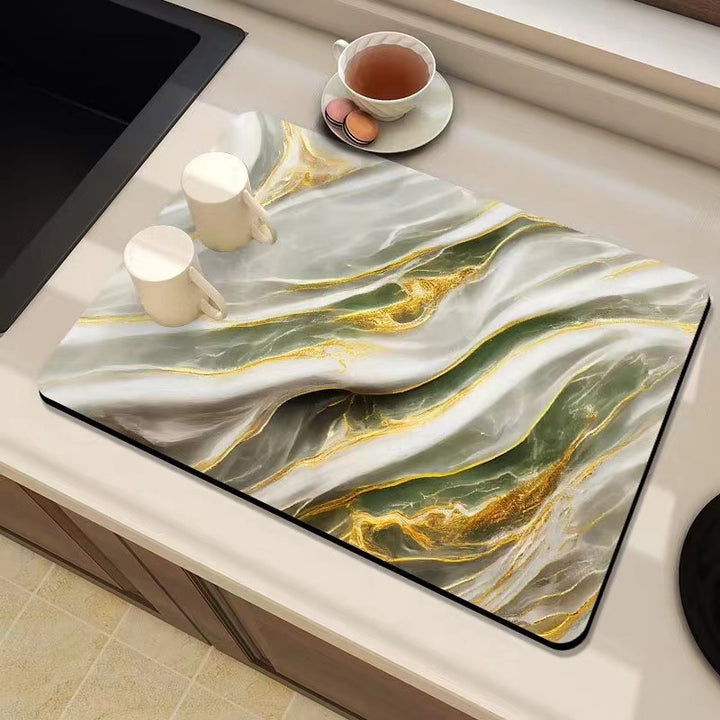 Marble-Inspired Kitchen Counter Mat Bowlift