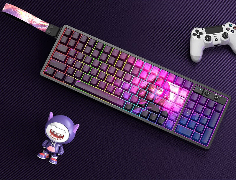 Customizable RGB Gaming Keyboard with Artistic Keycaps Bowlift