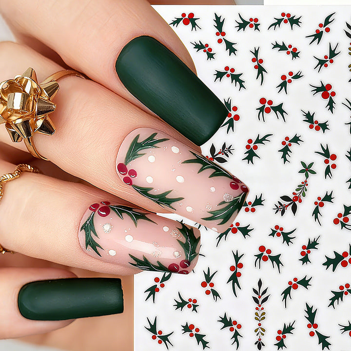 Elegant Artificial Nails with Christmas Design Bowlift