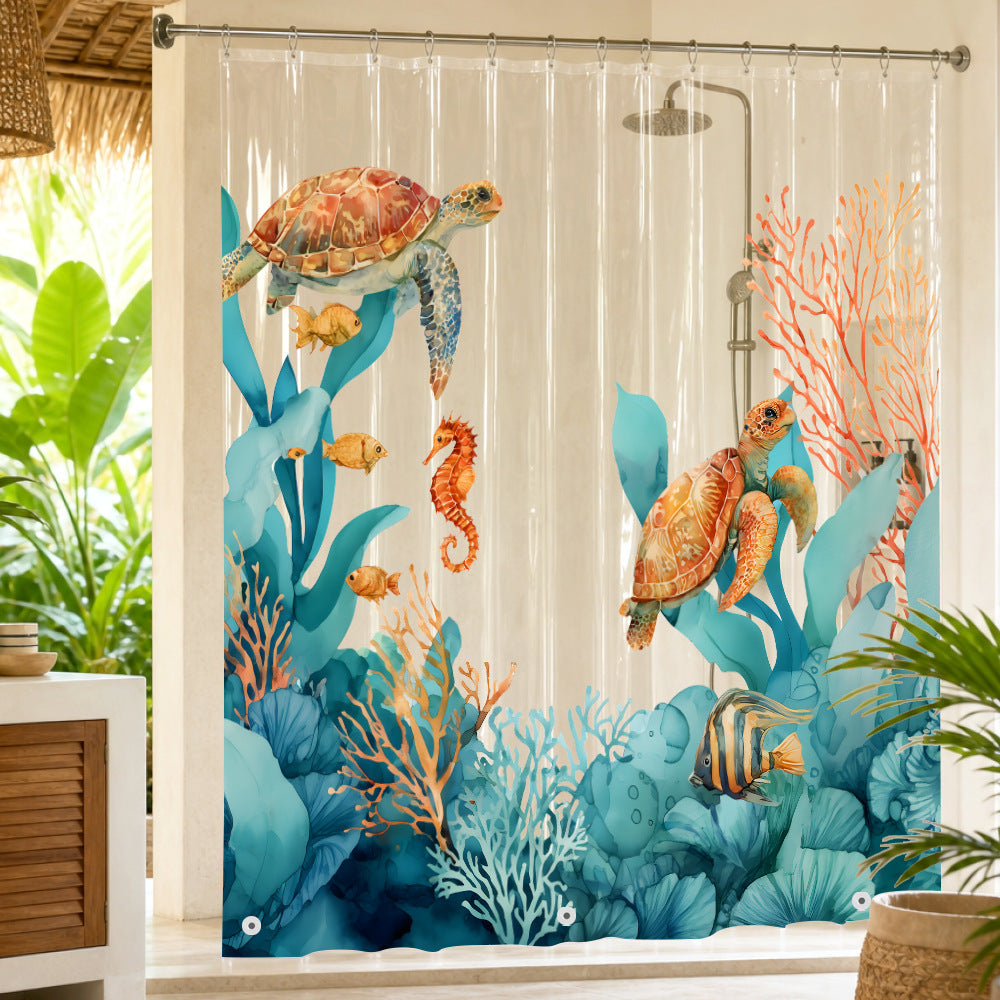 Underwater-themed Shower Curtain Bowlift