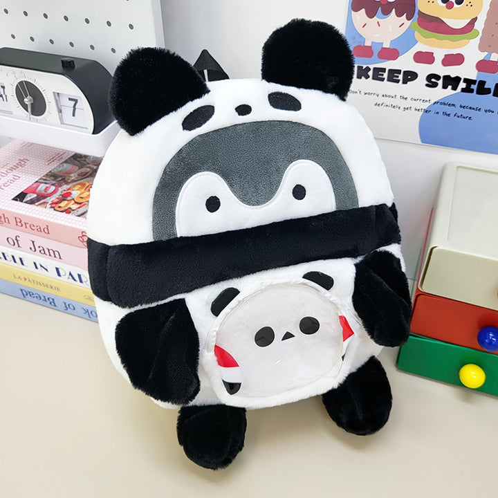Plush Backpack with Playful Panda Design Bowlift