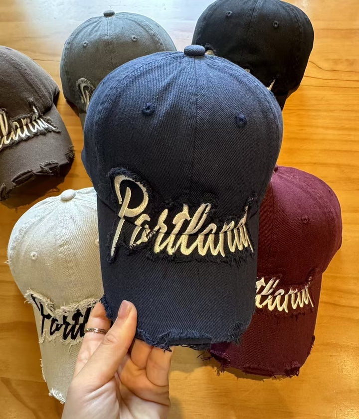 Unisex Distressed Denim Baseball Cap Bowlift
