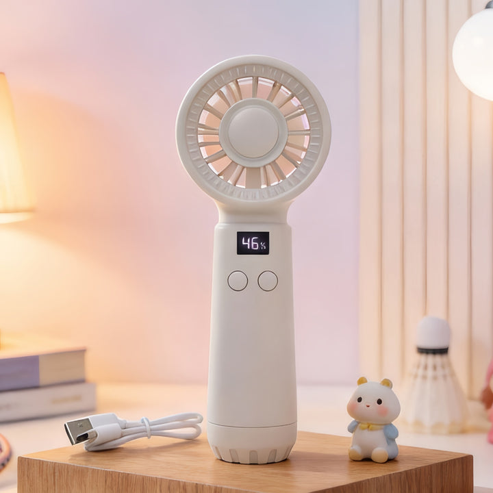 Women’s portable hand fan with digital display and USB charging port Bowlift