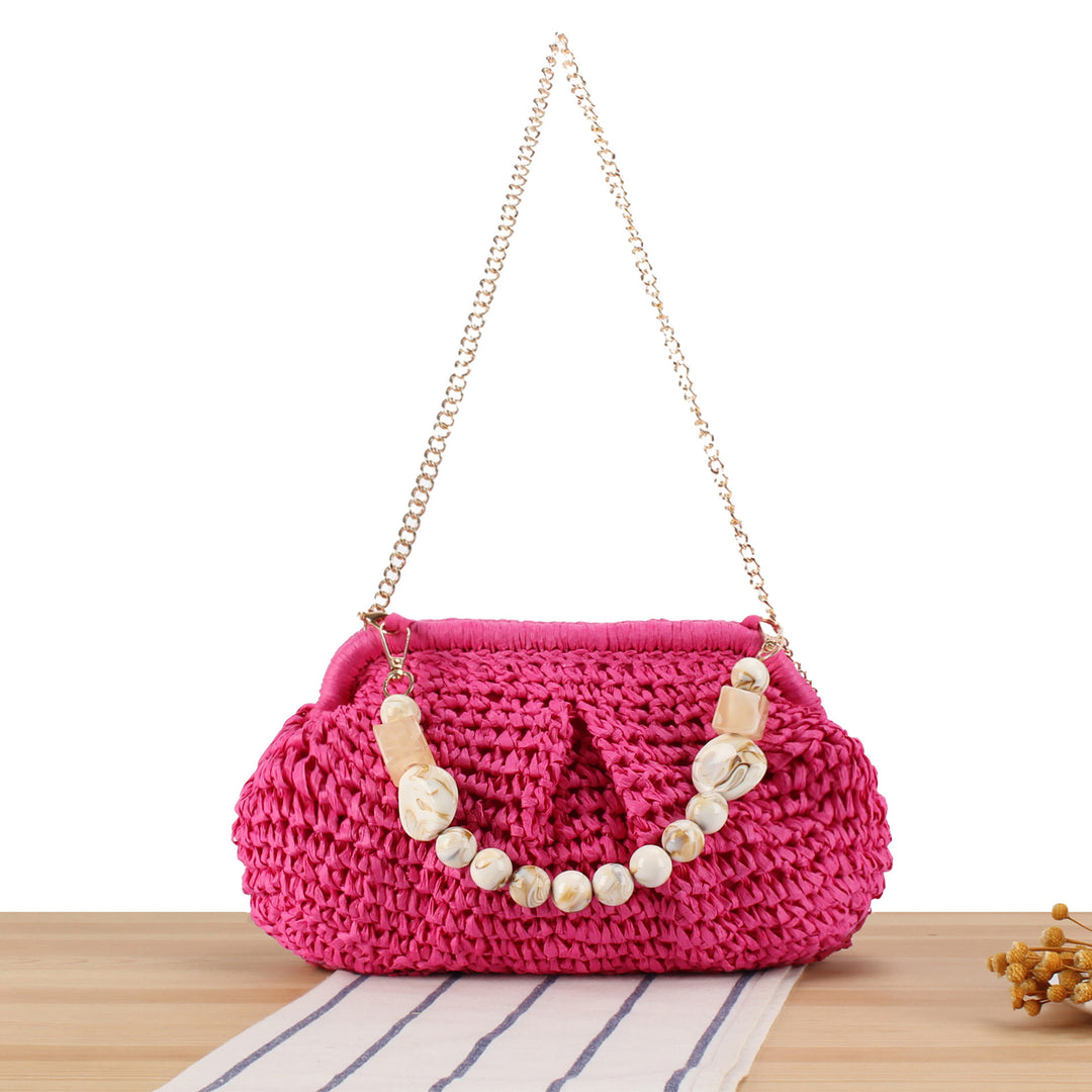 Braided Clutch with Pearl Accent Bowlift