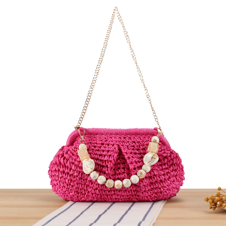 Braided Clutch with Pearl Accent Bowlift