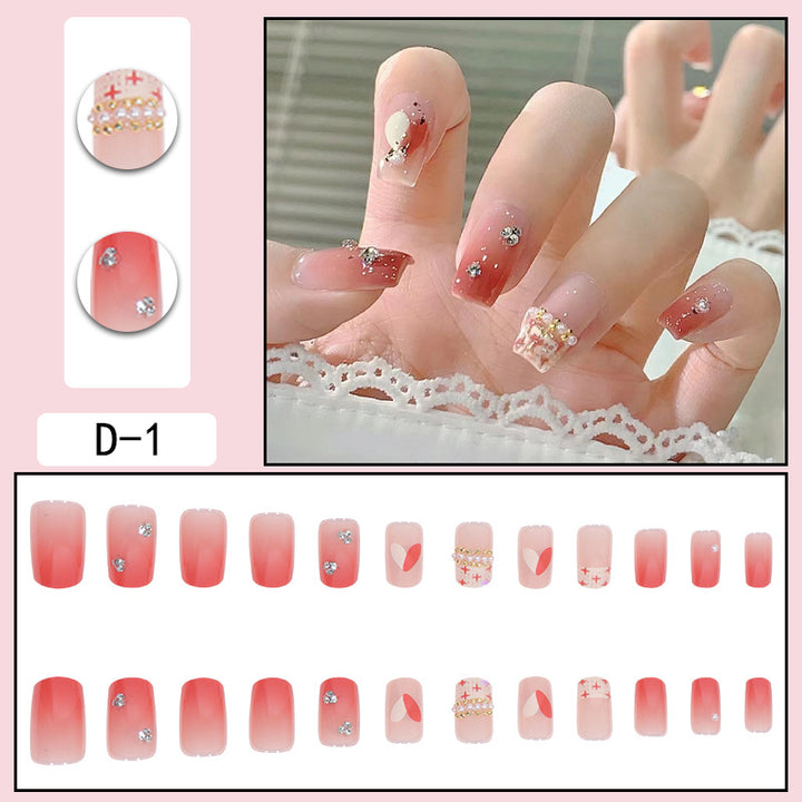 Decorative Press-On Nail Extensions with Gem Accents Bowlift