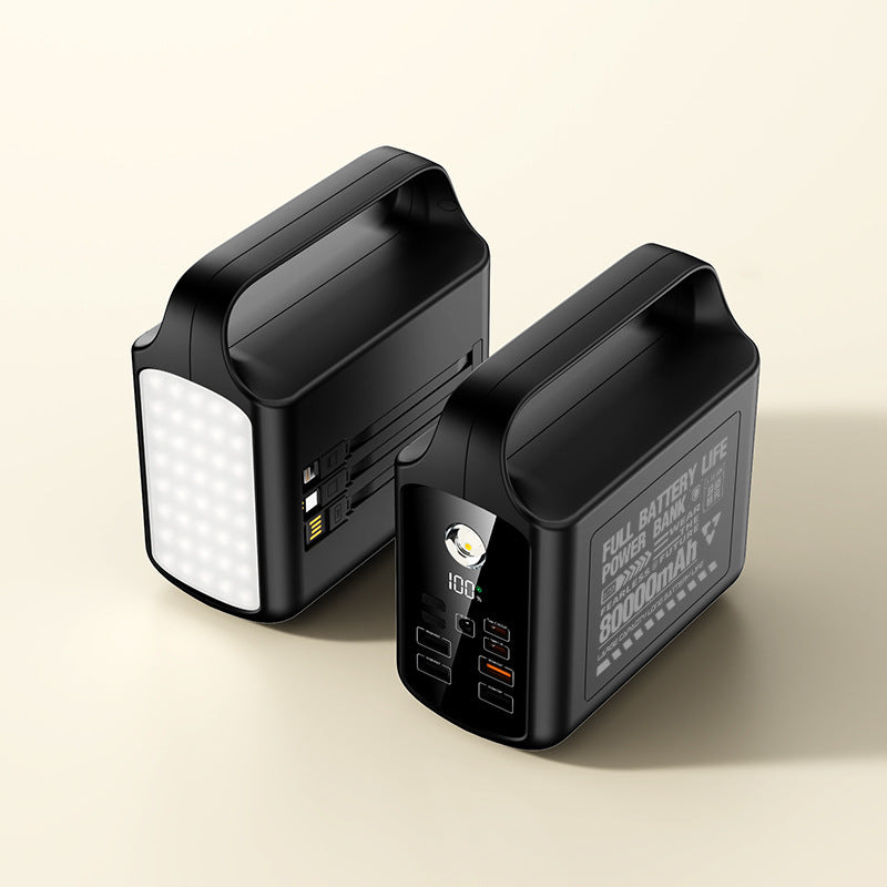 Portable power bank with integrated LED lighting and high capacity Bowlift