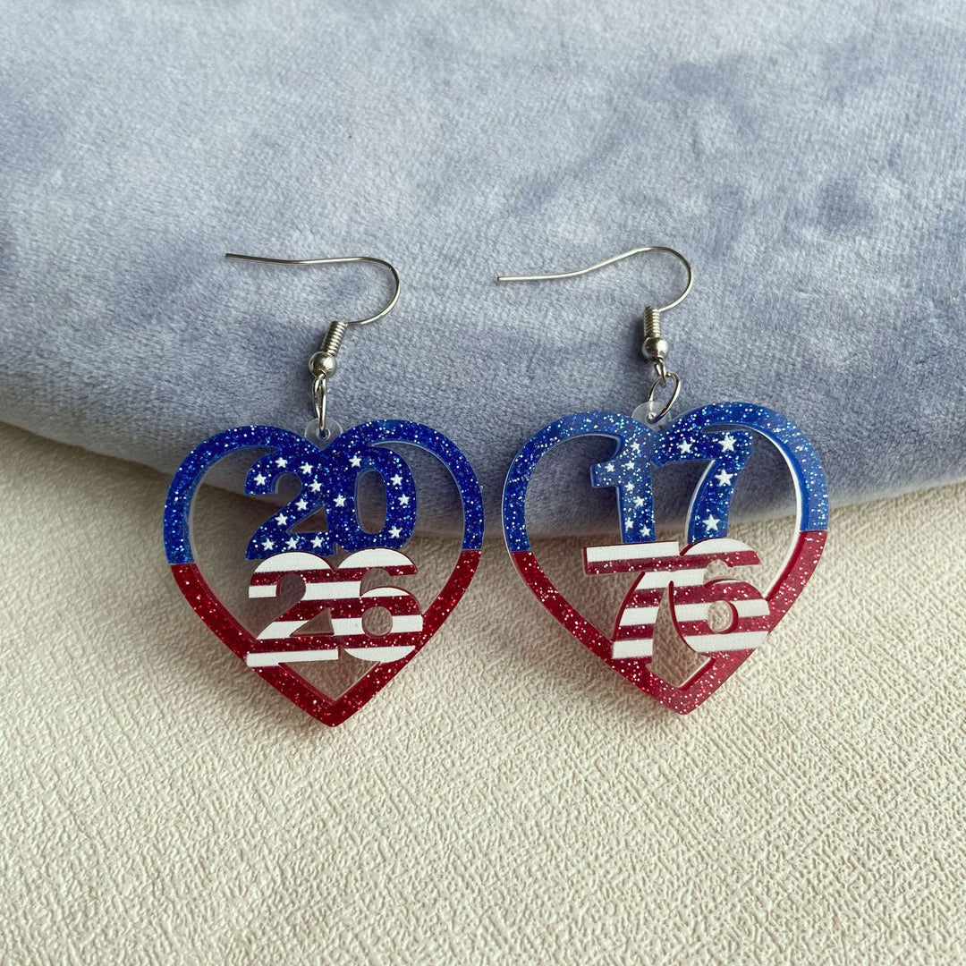 Women's eye-catching acrylic number earrings with sparkling star and stripe pendants Bowlift