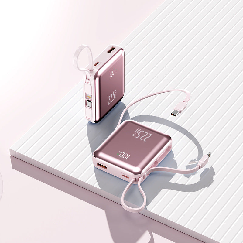 Portable power bank with digital display and integrated cable management Bowlift