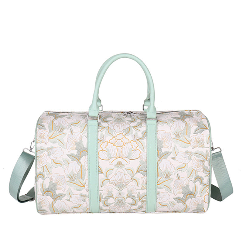 Elegant Floral Print Travel Duffle Bag Bowlift