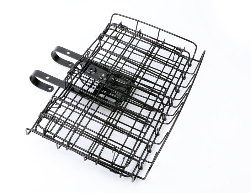 foldable steel wire rear bike cargo basket with adjustable quick-release hooks Bowlift