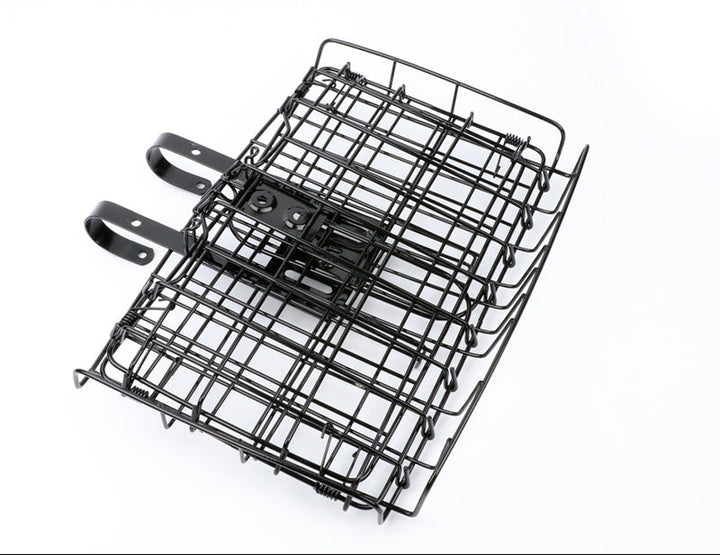 foldable steel wire rear bike cargo basket with adjustable quick-release hooks Bowlift