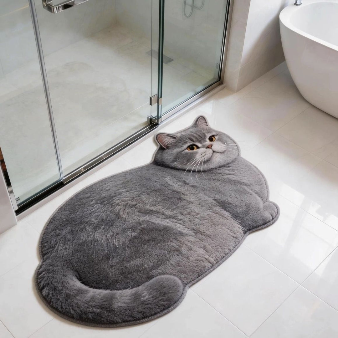 Cat-Shaped Bath Mat Bowlift