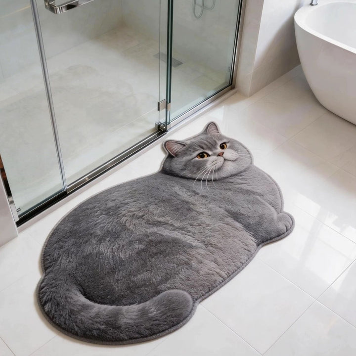 Cat-Shaped Bath Mat Bowlift