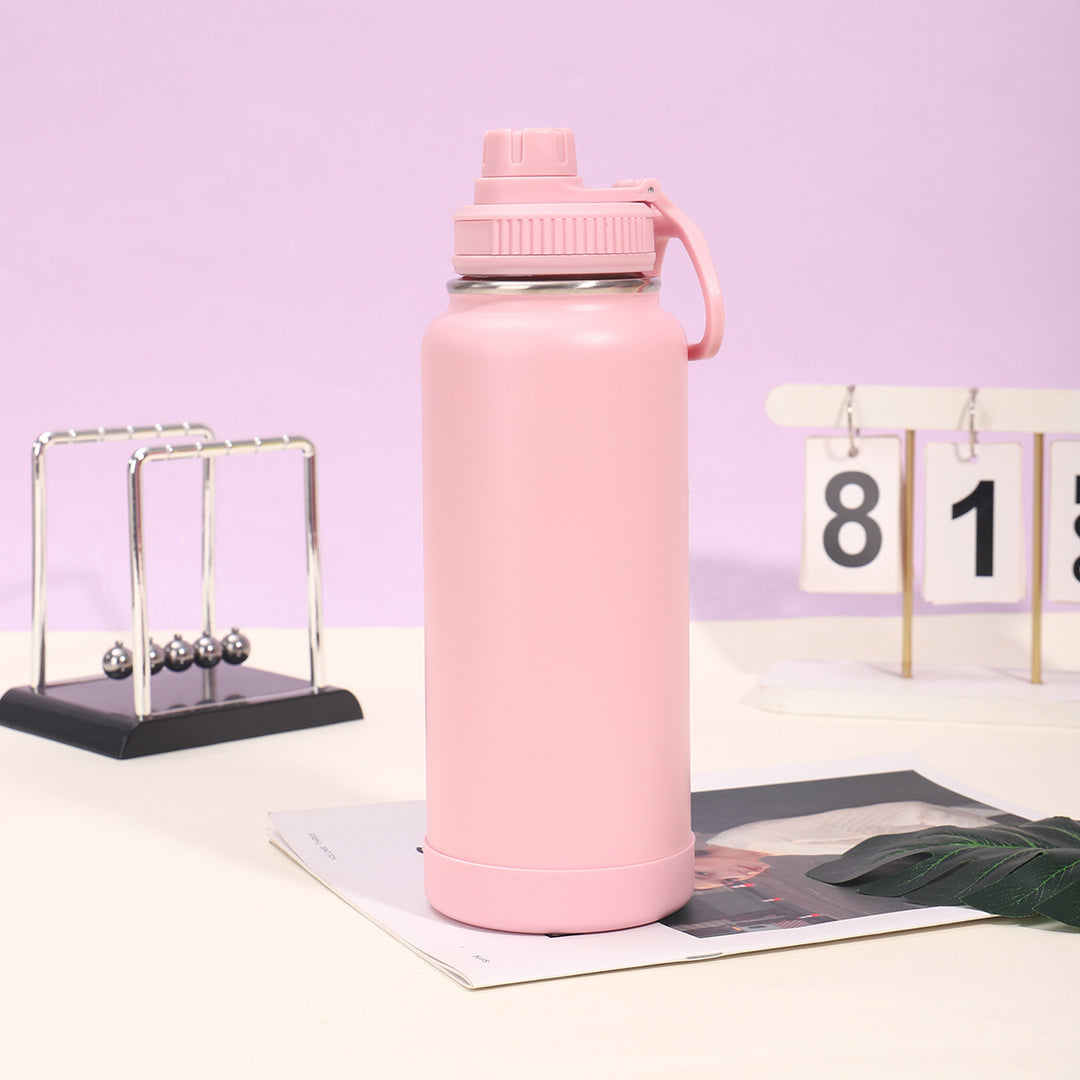 Insulated Stainless Steel Wide-Mouth Sport Bottle With Twist-Lock Spillproof Cap And Silicone Base
