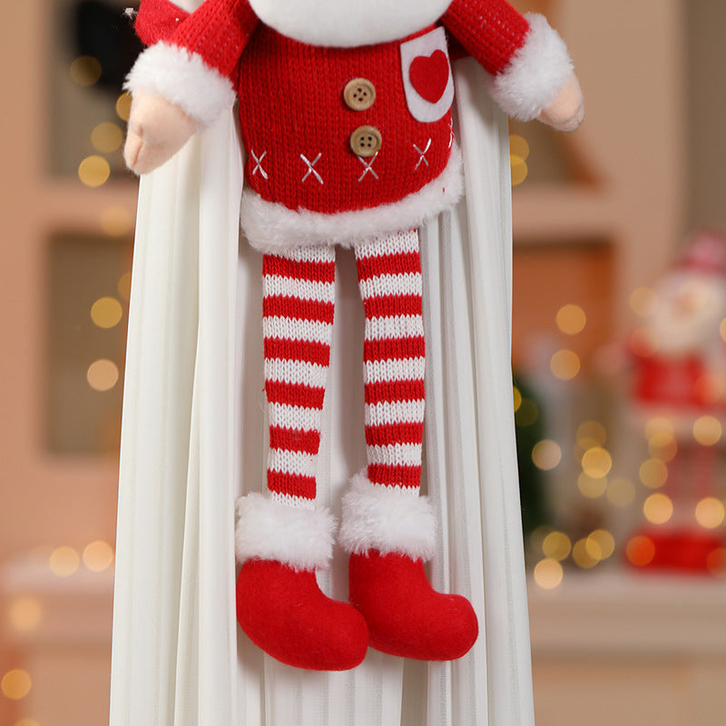 Knitted Long Legged Santa Doll Curtain Tie Back