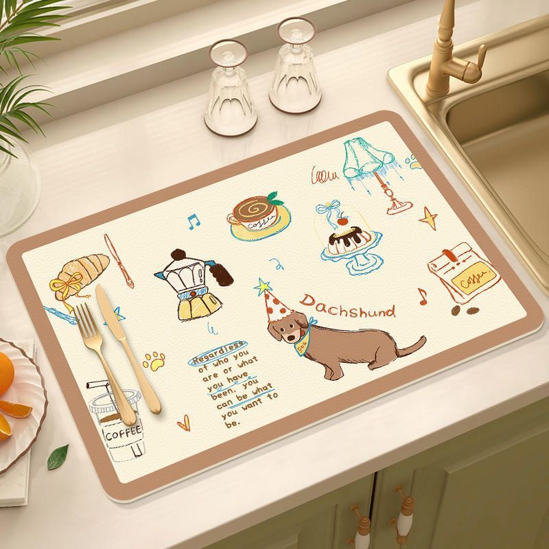 Coffee-Themed Kitchen Mat Bowlift