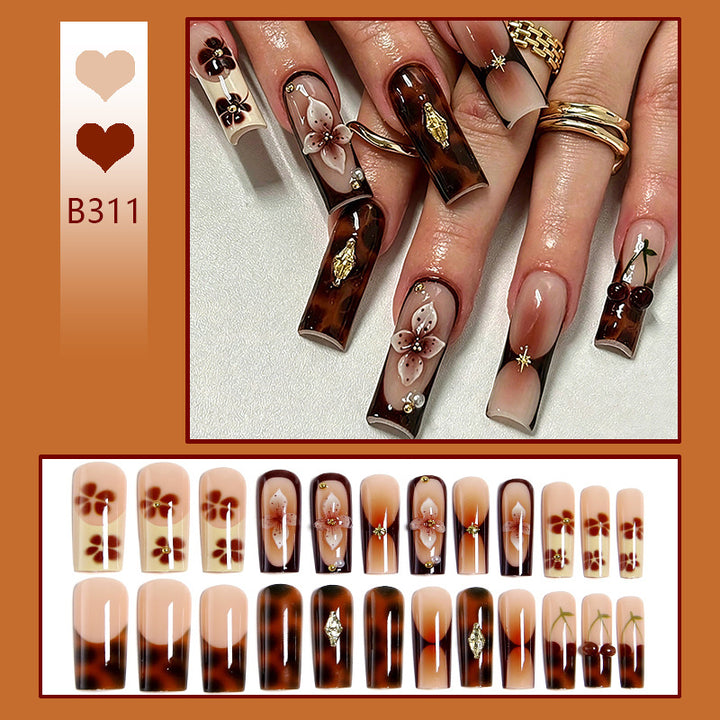Artificial nails with creative 3D flower design and glitter accents Bowlift