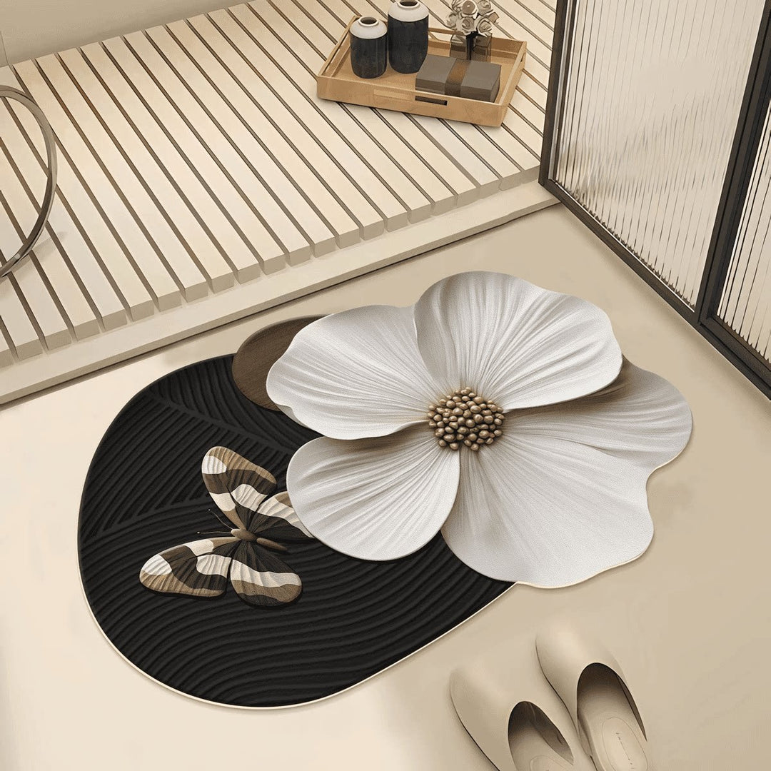Artistic Floral Bath Mat Bowlift